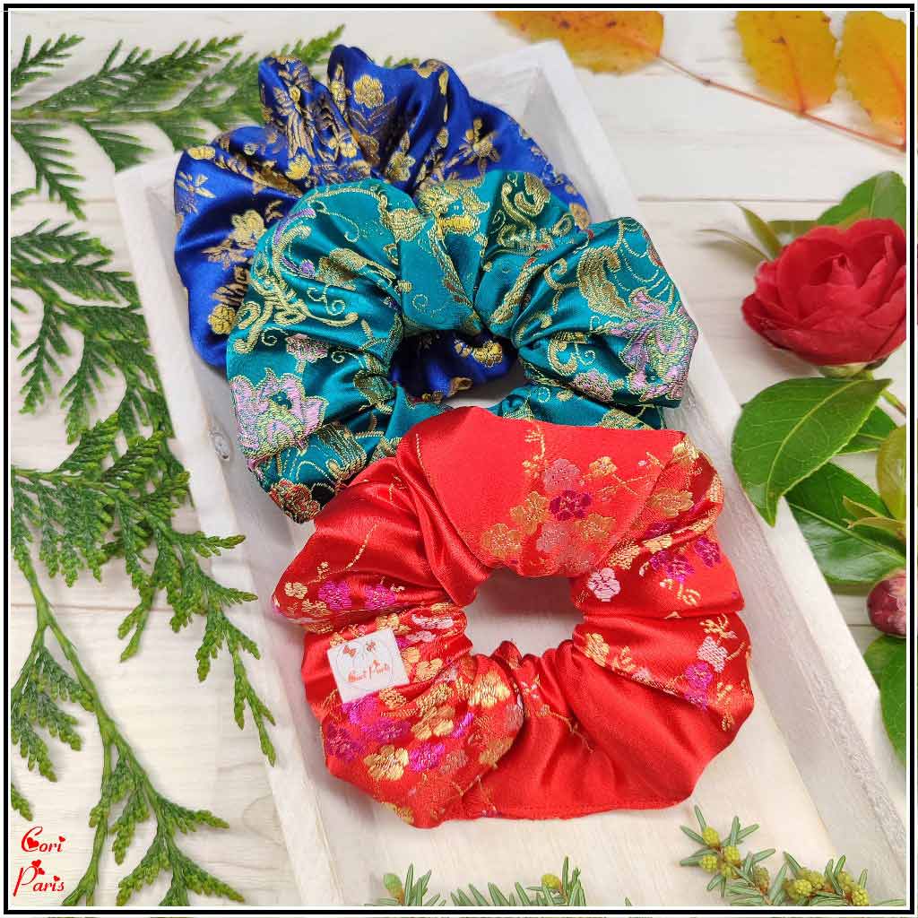 Ensemble de chouchous en satin solide pour femmes et filles